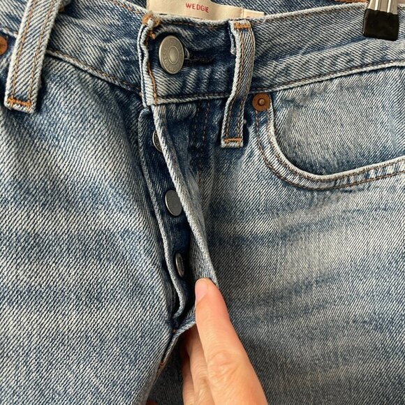 Levi's Wedgie Icon Fit High Rise Denim Casual Straight Leg Jeans Shut Up Blue 24 - Picture 6 of 11